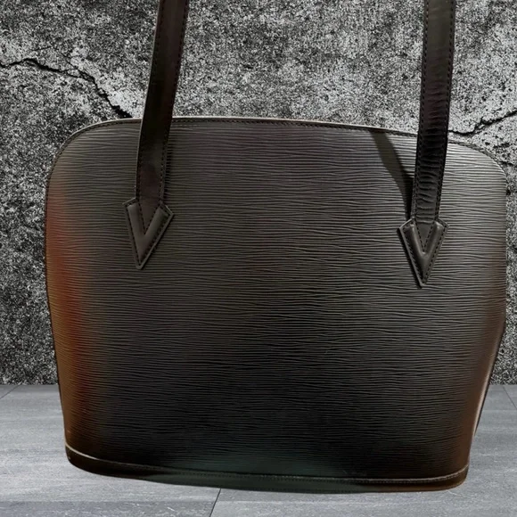 Vintage Louis Vuitton Black Epi Leather Lussac Tote Bag Large 17” x 12” Good - Picture 7 of 16